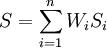 S=\sum_{i=1}^n W_iS_i