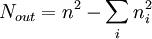 N_{out}=n^2-\sum_i n^2_i