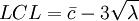 LCL=\bar{c}-3\sqrt{\lambda}