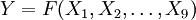 Y=F(X_1,X_2,\ldots,X_9)