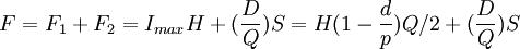 F=F_1+F_2=I_{max}H+(\frac{D}{Q})S=H(1-\frac{d}{p})Q/2+(\frac{D}{Q})S