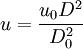 u=\frac{u_0D^2}{D_0^2}