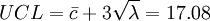 UCL=\bar{c}+3\sqrt{\lambda}=17.08