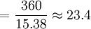 =\frac{360}{15.38}\approx23.4